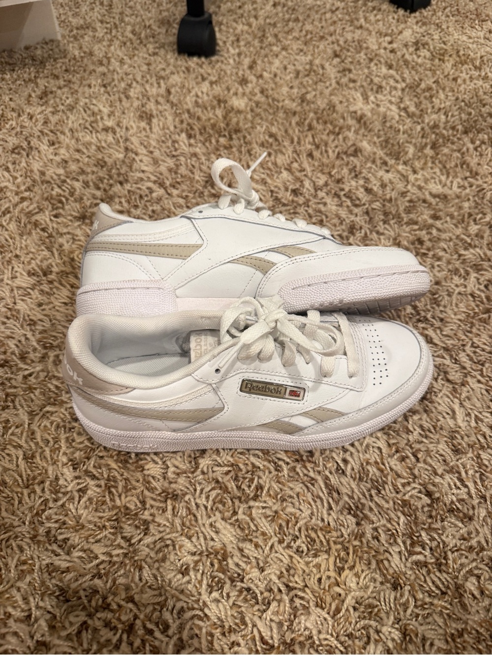 Reebok Women's White Sneakers with Beige Accents